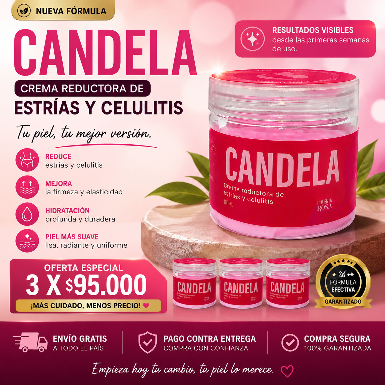 Candela crema reductora para estrías